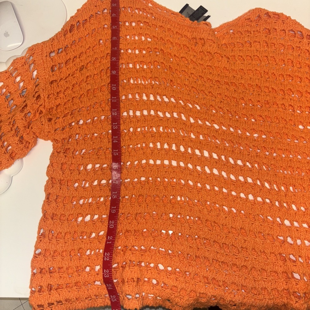 Day Trip Sweater Sz Sm Orange y2k Knit Crochet Ballon Sleeve Winter Fall Layerin - Picture 8 of 8